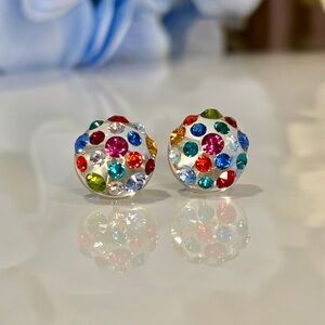 Multi Colour Clear Acrylic Stud Earrings Embellished with Swarovski Crystals